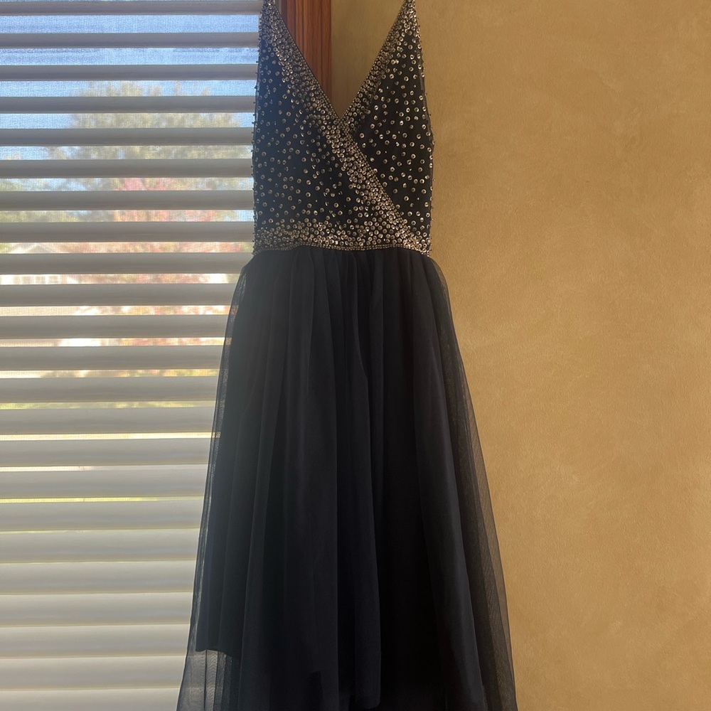 ASOS Navy Dress with Silver Beading